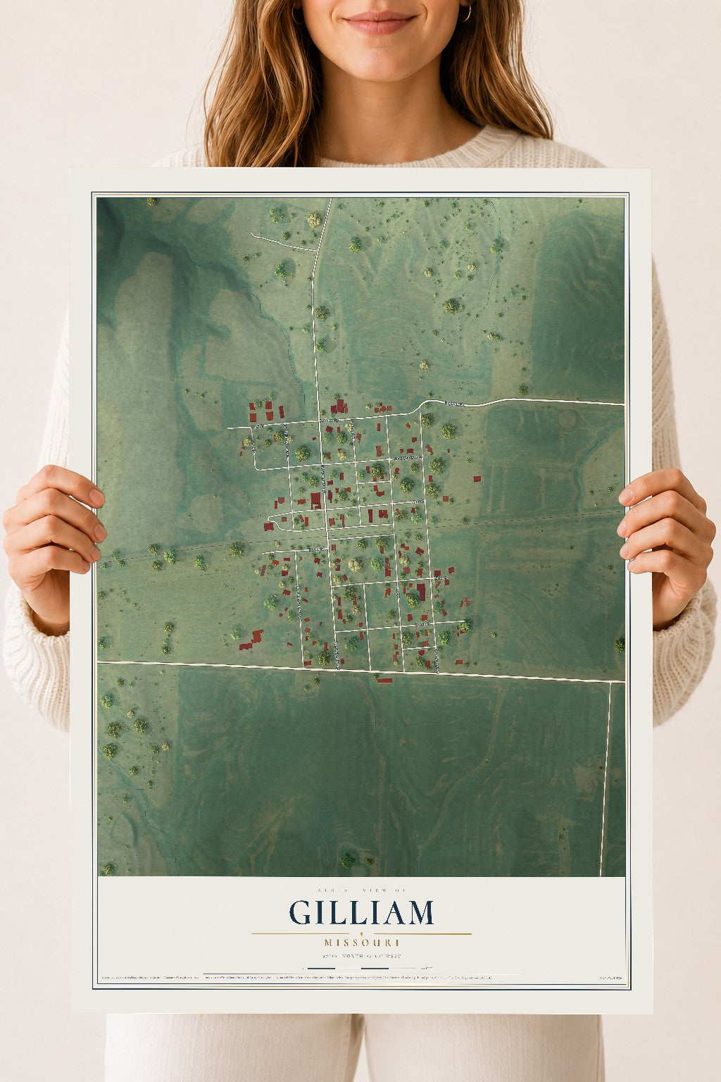 Map of Gilliam, Missouri, 18 x 24 inch unframed archival matte print
