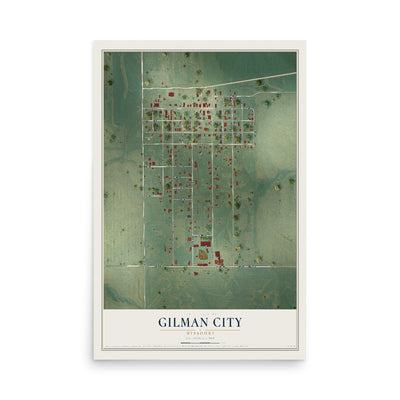 Map of Gilman City, Missouri, 12 x 18 inch unframed archival matte print