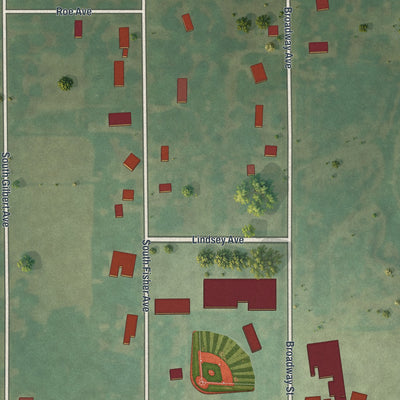 Second close-up of the map of Gilman City, Missouri print showing more streets and buildings