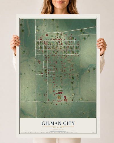 Map of Gilman City, Missouri, 24 x 36 inch unframed archival matte print