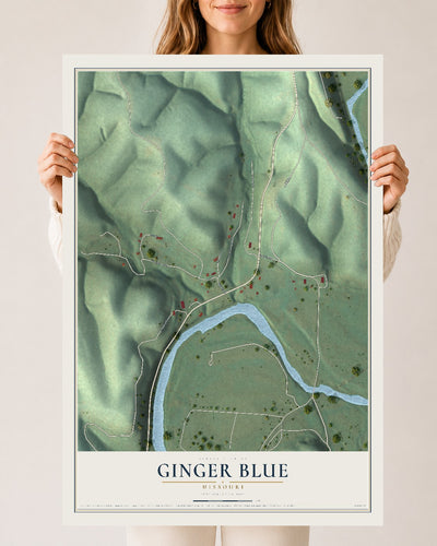 Map of Ginger Blue, Missouri, 24 x 36 inch unframed archival matte print