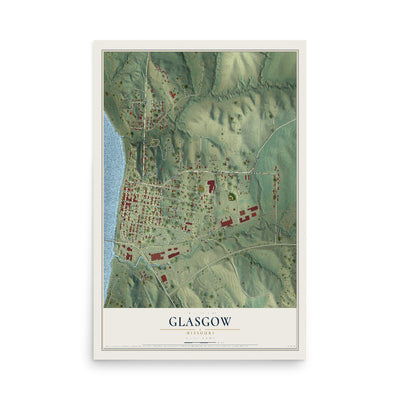 Map of Glasgow, Missouri, 12 x 18 inch unframed archival matte print