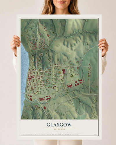 Map of Glasgow, Missouri, 24 x 36 inch unframed archival matte print