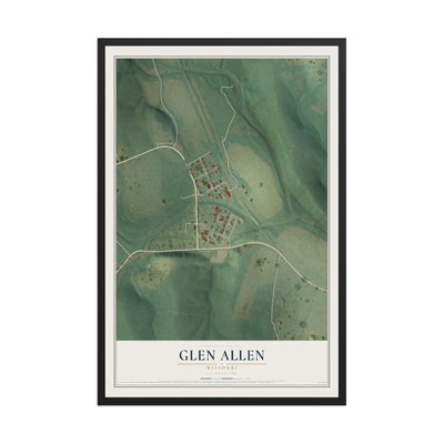 Map of Glen Allen, Missouri, 12 x 18 inch print in a black wood frame