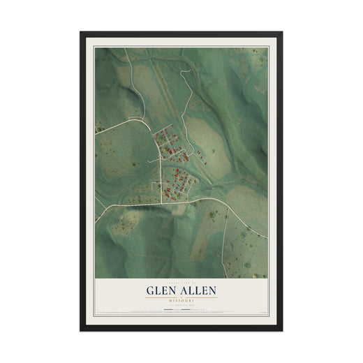 Map of Glen Allen, Missouri, 12 x 18 inch print in a black wood frame
