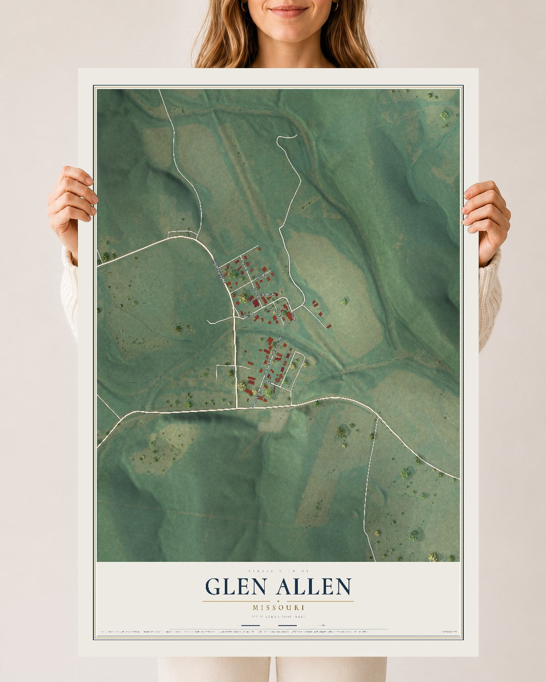 Map of Glen Allen, Missouri, 24 x 36 inch unframed archival matte print