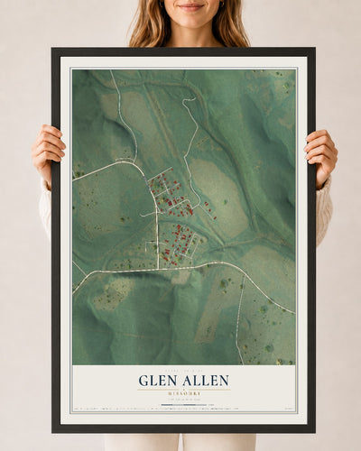 Map of Glen Allen, Missouri, 24 x 36 inch print in a black wood frame