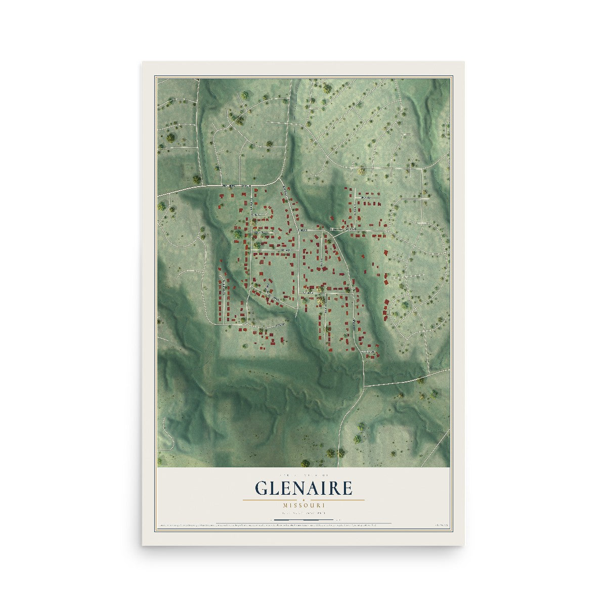 Map of Glenaire, Missouri, 12 x 18 inch unframed archival matte print