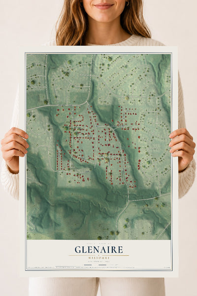 Map of Glenaire, Missouri, 18 x 24 inch unframed archival matte print
