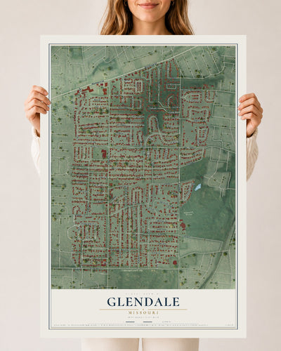 Map of Glendale, Missouri, 24 x 36 inch unframed archival matte print