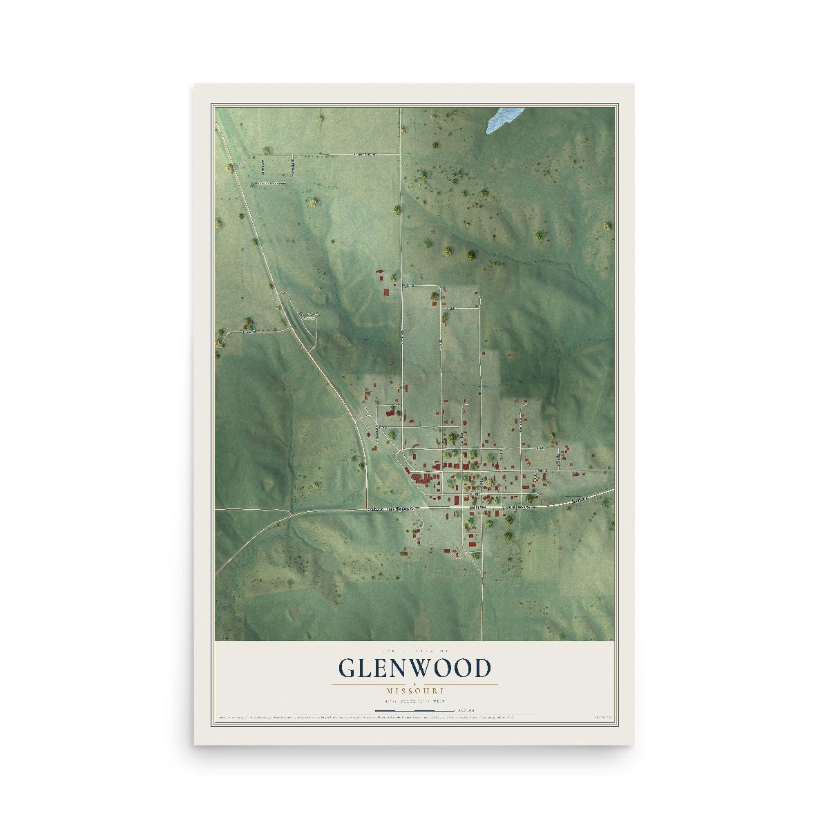 Map of Glenwood, Missouri, 12 x 18 inch unframed archival matte print