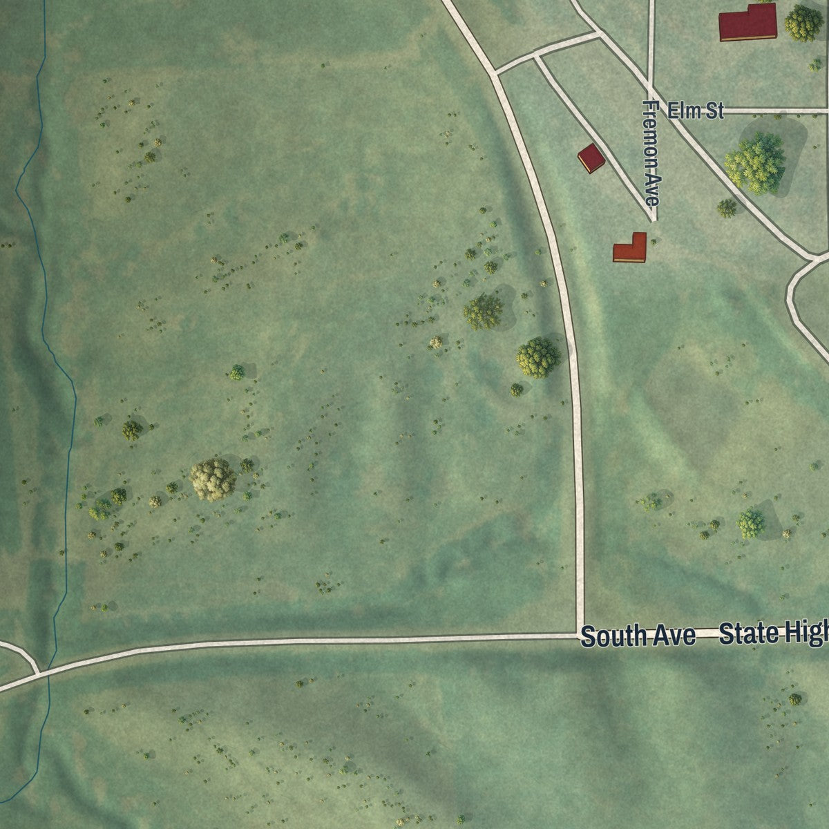 Second close-up of the map of Glenwood, Missouri print showing more streets and buildings