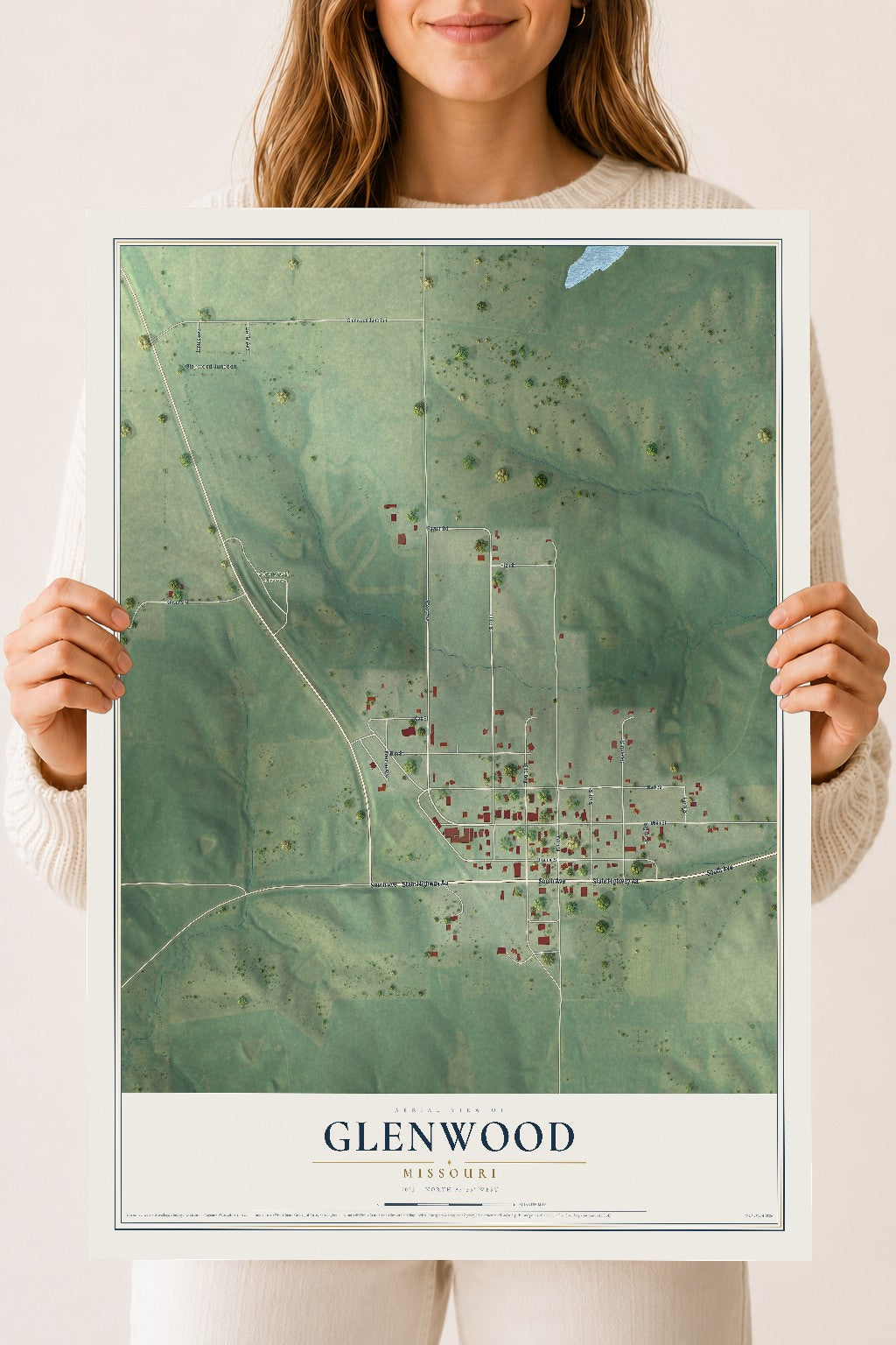 Map of Glenwood, Missouri, 18 x 24 inch unframed archival matte print