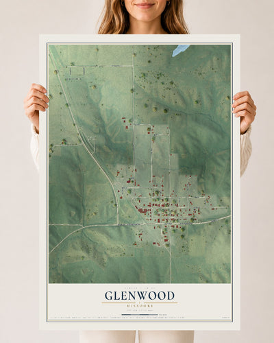 Map of Glenwood, Missouri, 24 x 36 inch unframed archival matte print