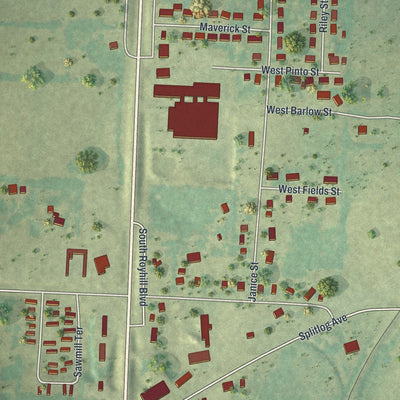 Second close-up of the map of Goodman, Missouri print showing more streets and buildings