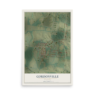 Map of Gordonville, Missouri, 12 x 18 inch unframed archival matte print