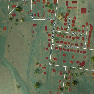 Close-up of the map of Gordonville, Missouri print showing street and building detail