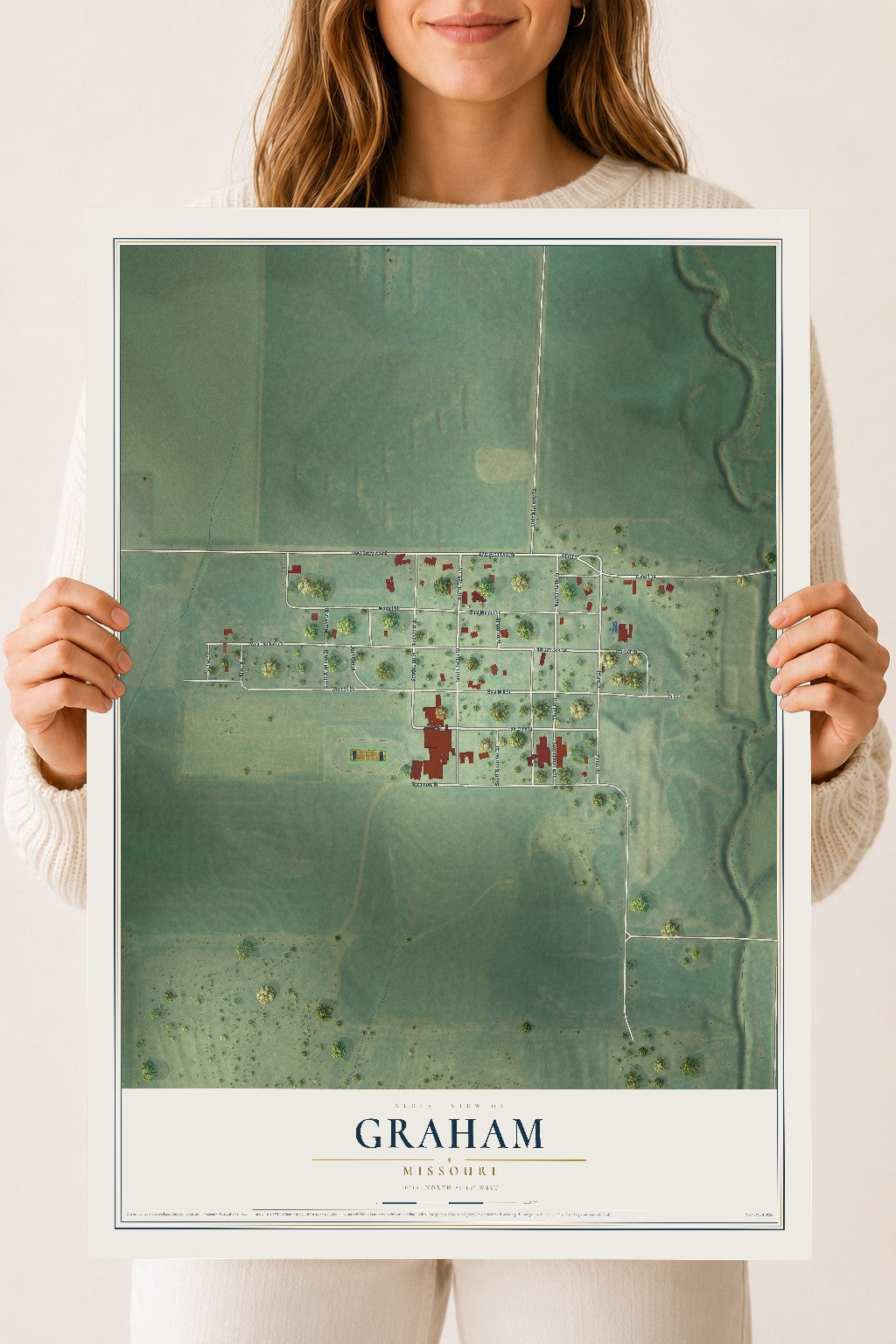 Map of Graham, Missouri, 18 x 24 inch unframed archival matte print