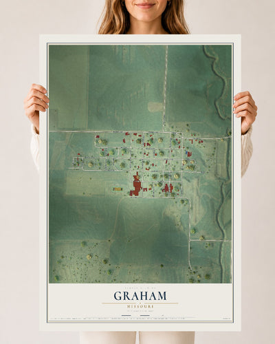 Map of Graham, Missouri, 24 x 36 inch unframed archival matte print