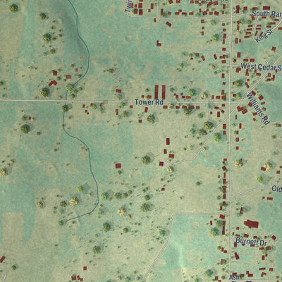 Second close-up of the map of Granby, Missouri print showing more streets and buildings