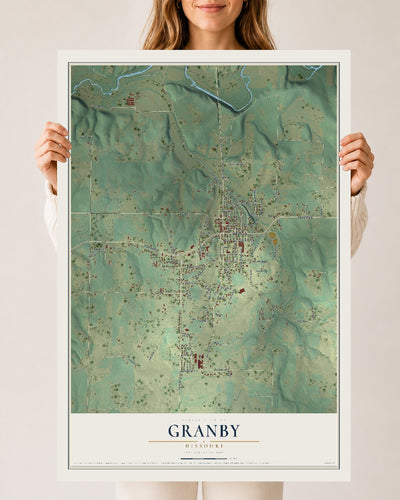 Map of Granby, Missouri, 24 x 36 inch unframed archival matte print