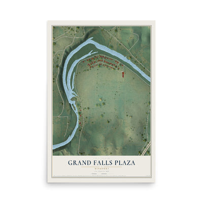Map of Grand Falls Plaza, Missouri, 12 x 18 inch unframed archival matte print