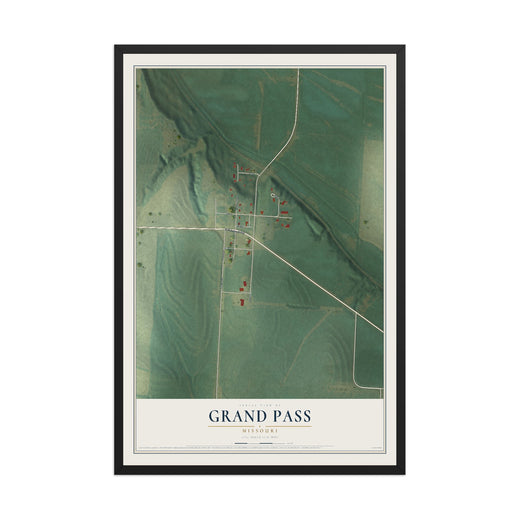 Map of Grand Pass, Missouri, 12 x 18 inch print in a black wood frame
