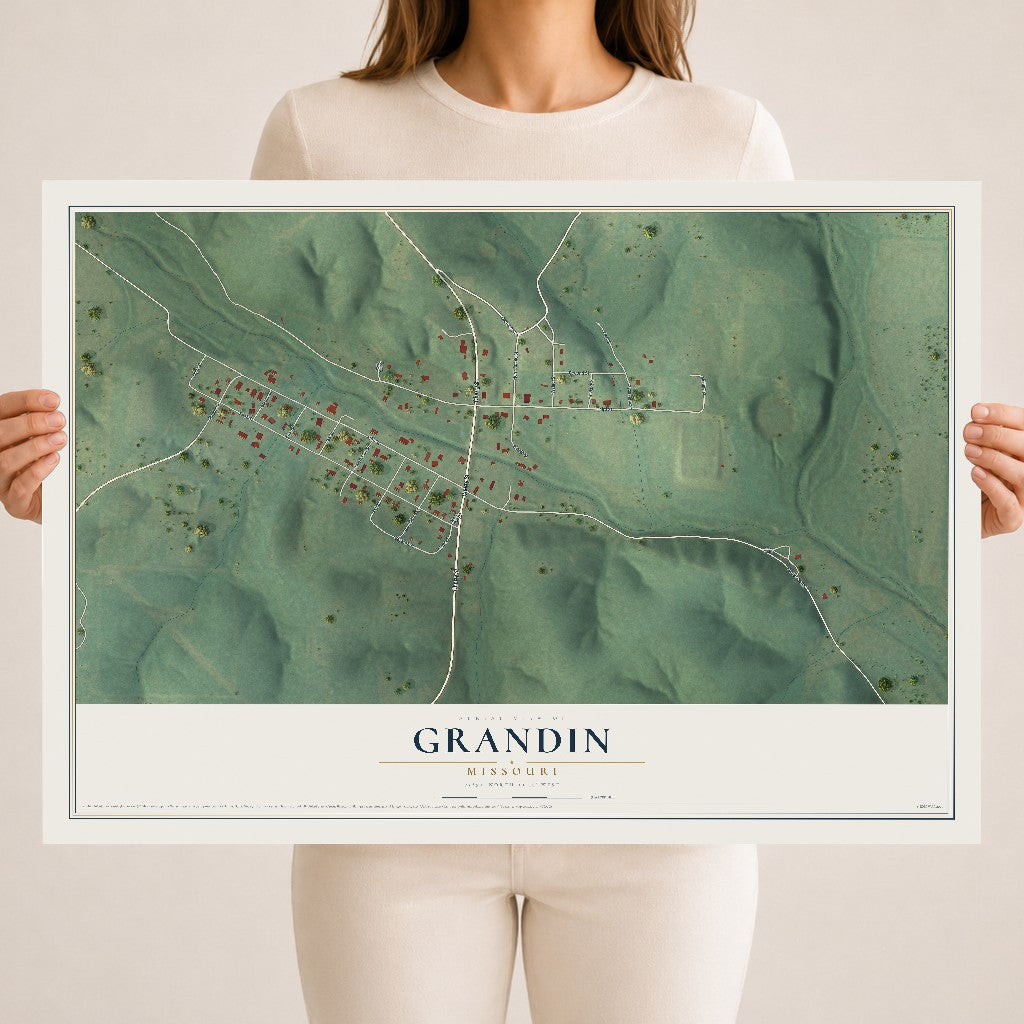 Map of Grandin, Missouri, 18 x 24 inch unframed archival matte print
