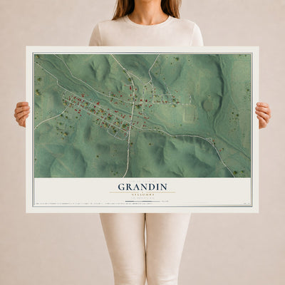 Map of Grandin, Missouri, 24 x 36 inch unframed archival matte print