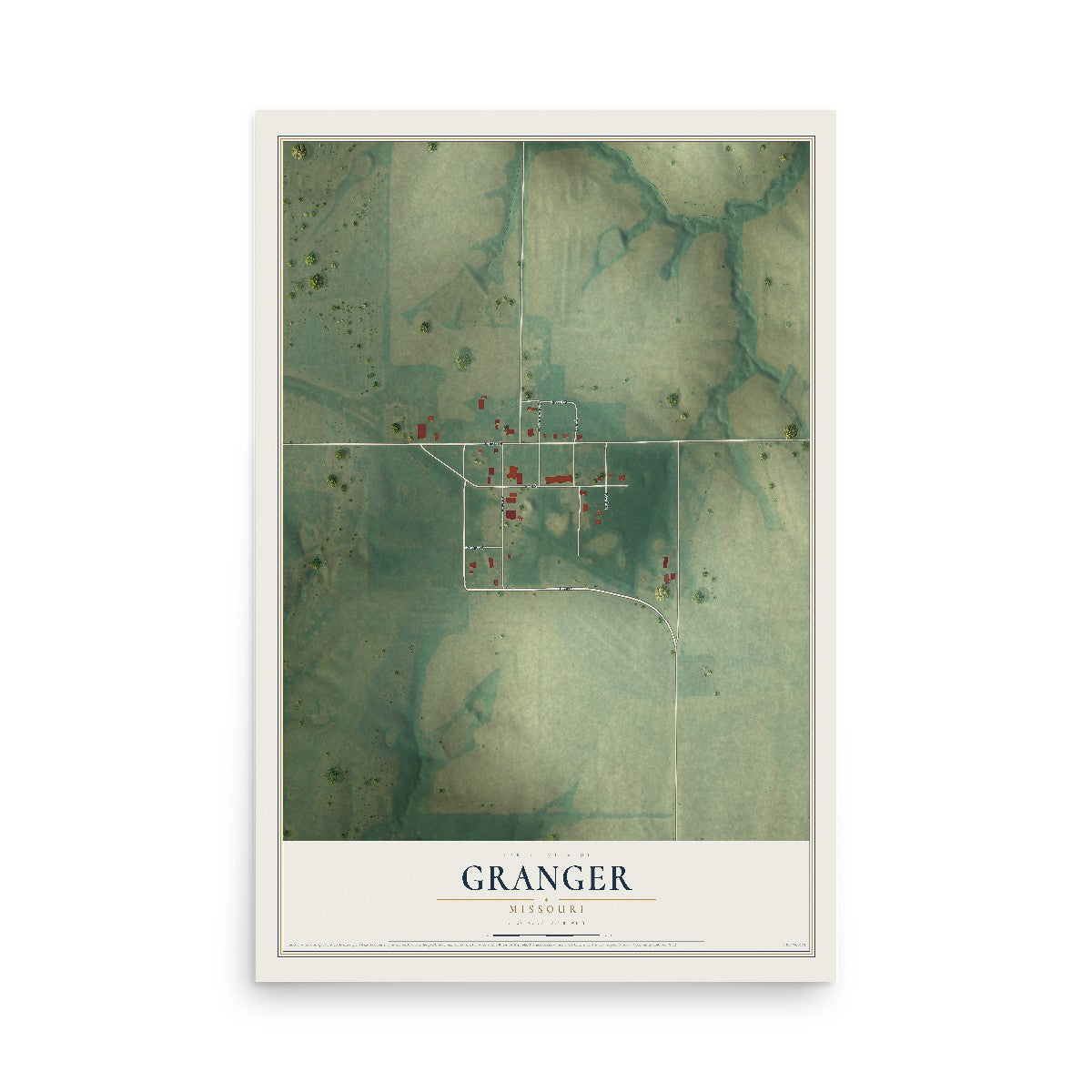 Map of Granger, Missouri, 12 x 18 inch unframed archival matte print