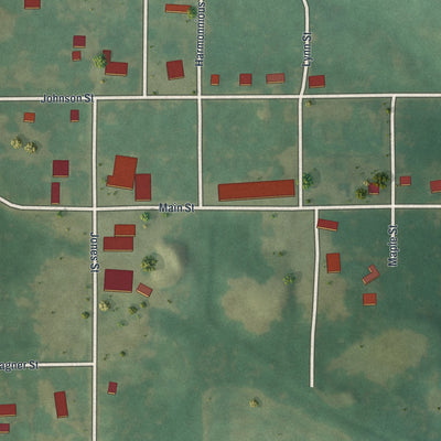 Close-up of the map of Granger, Missouri print showing street and building detail