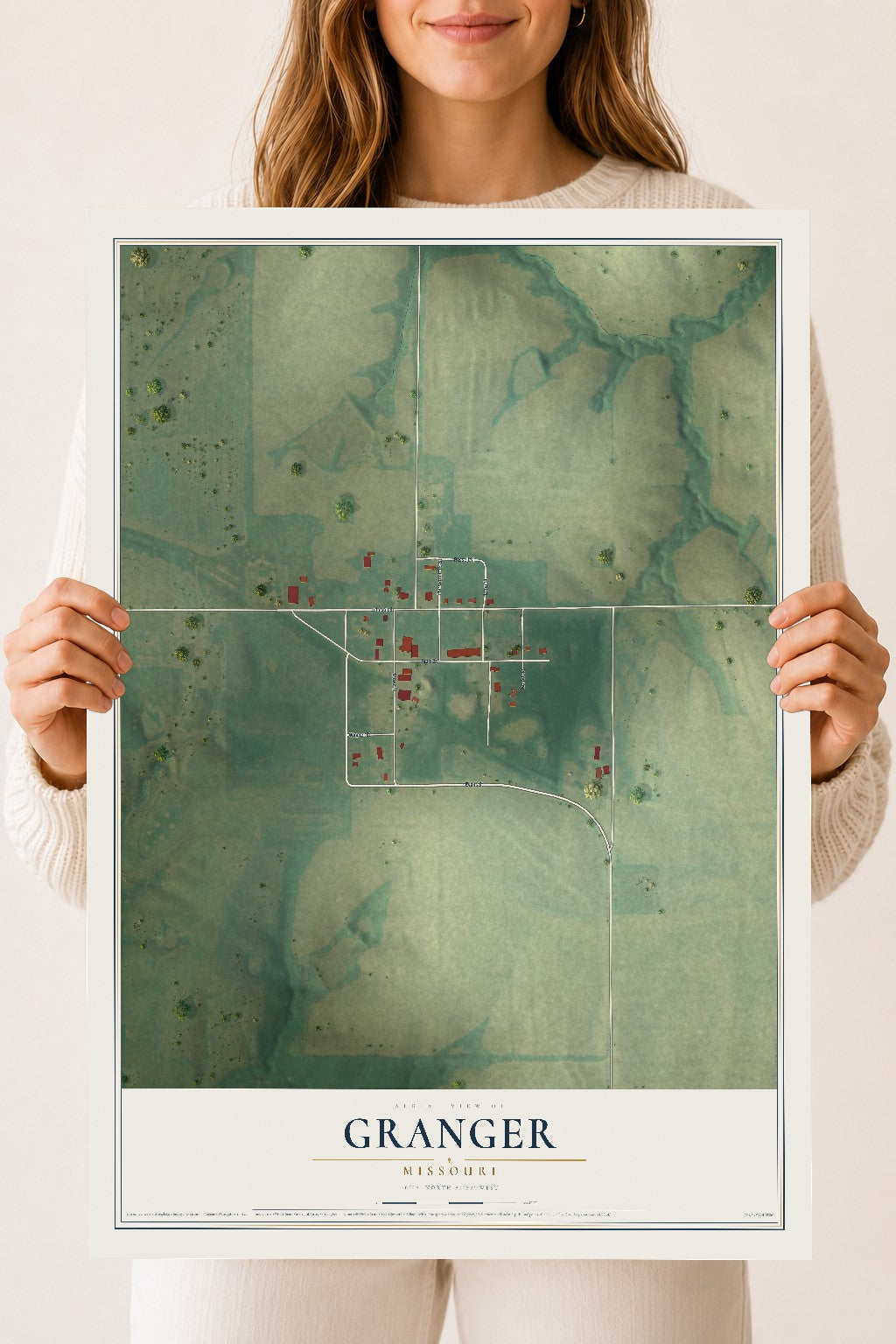 Map of Granger, Missouri, 18 x 24 inch unframed archival matte print