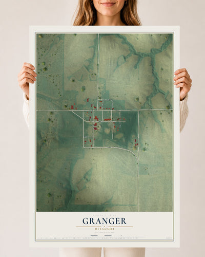 Map of Granger, Missouri, 24 x 36 inch unframed archival matte print