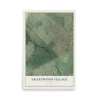 Map of Grantwood Village, Missouri, 12 x 18 inch unframed archival matte print