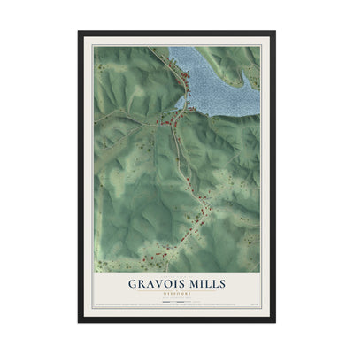 Map of Gravois Mills, Missouri, 12 x 18 inch print in a black wood frame