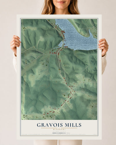 Map of Gravois Mills, Missouri, 24 x 36 inch unframed archival matte print