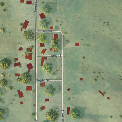 Second close-up of the map of Green Castle, Missouri print showing more streets and buildings