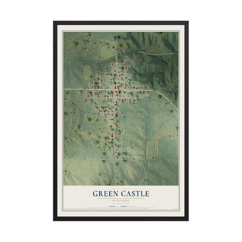Map of Green Castle, Missouri, 12 x 18 inch print in a black wood frame