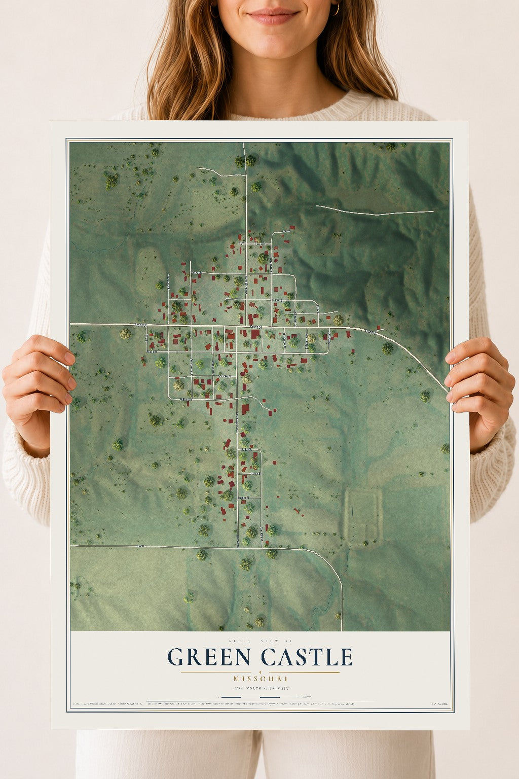 Map of Green Castle, Missouri, 18 x 24 inch unframed archival matte print