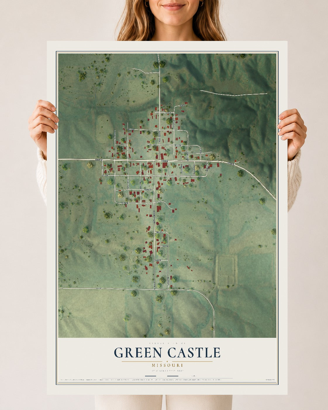 Map of Green Castle, Missouri, 24 x 36 inch unframed archival matte print