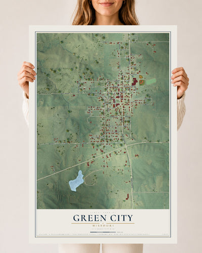 Map of Green City, Missouri, 24 x 36 inch unframed archival matte print