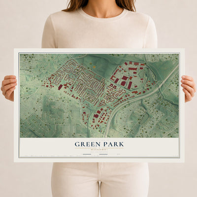 Map of Green Park, Missouri, 12 x 18 inch unframed archival matte print