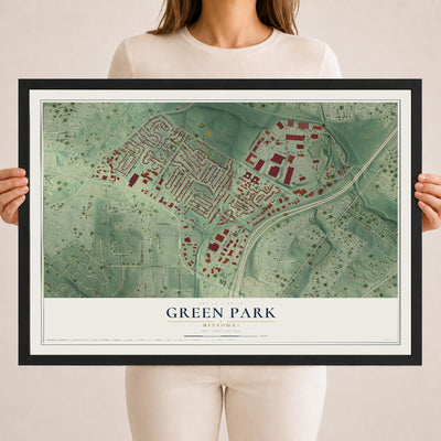 Map of Green Park, Missouri, 18 x 24 inch print in a black wood frame