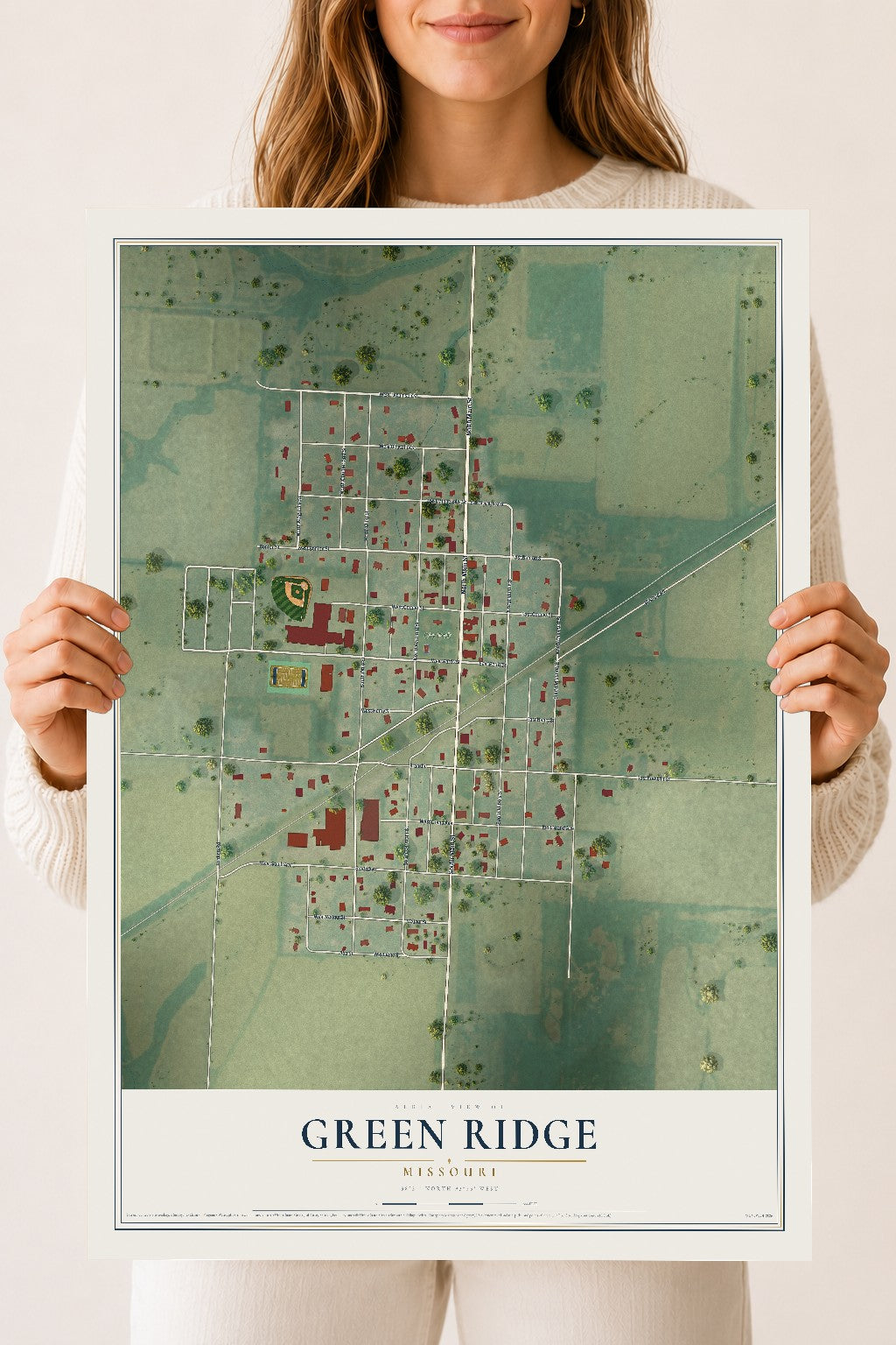 Map of Green Ridge, Missouri, 18 x 24 inch unframed archival matte print