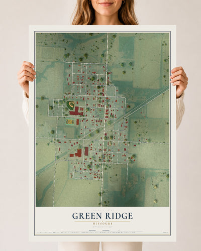 Map of Green Ridge, Missouri, 24 x 36 inch unframed archival matte print