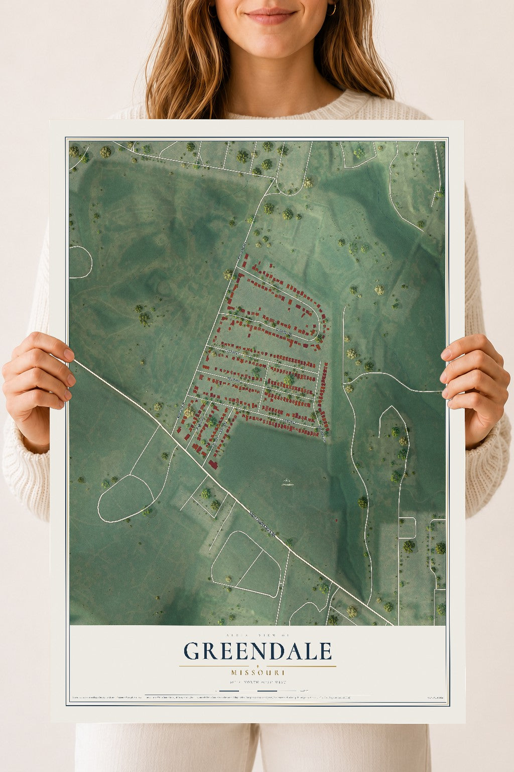 Map of Greendale, Missouri, 18 x 24 inch unframed archival matte print