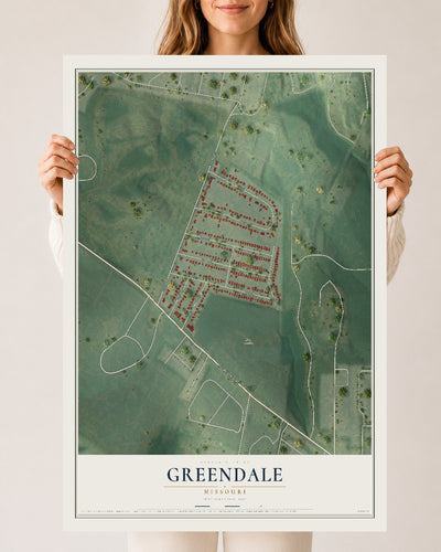 Map of Greendale, Missouri, 24 x 36 inch unframed archival matte print