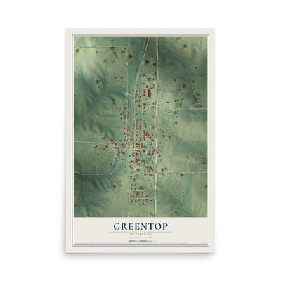 Map of Greentop, Missouri, 12 x 18 inch unframed archival matte print