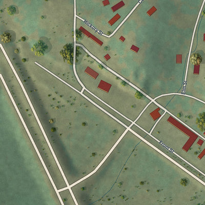 Second close-up of the map of Greenville, Missouri print showing more streets and buildings