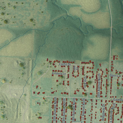 Second close-up of the map of Greenwood, Missouri print showing more streets and buildings